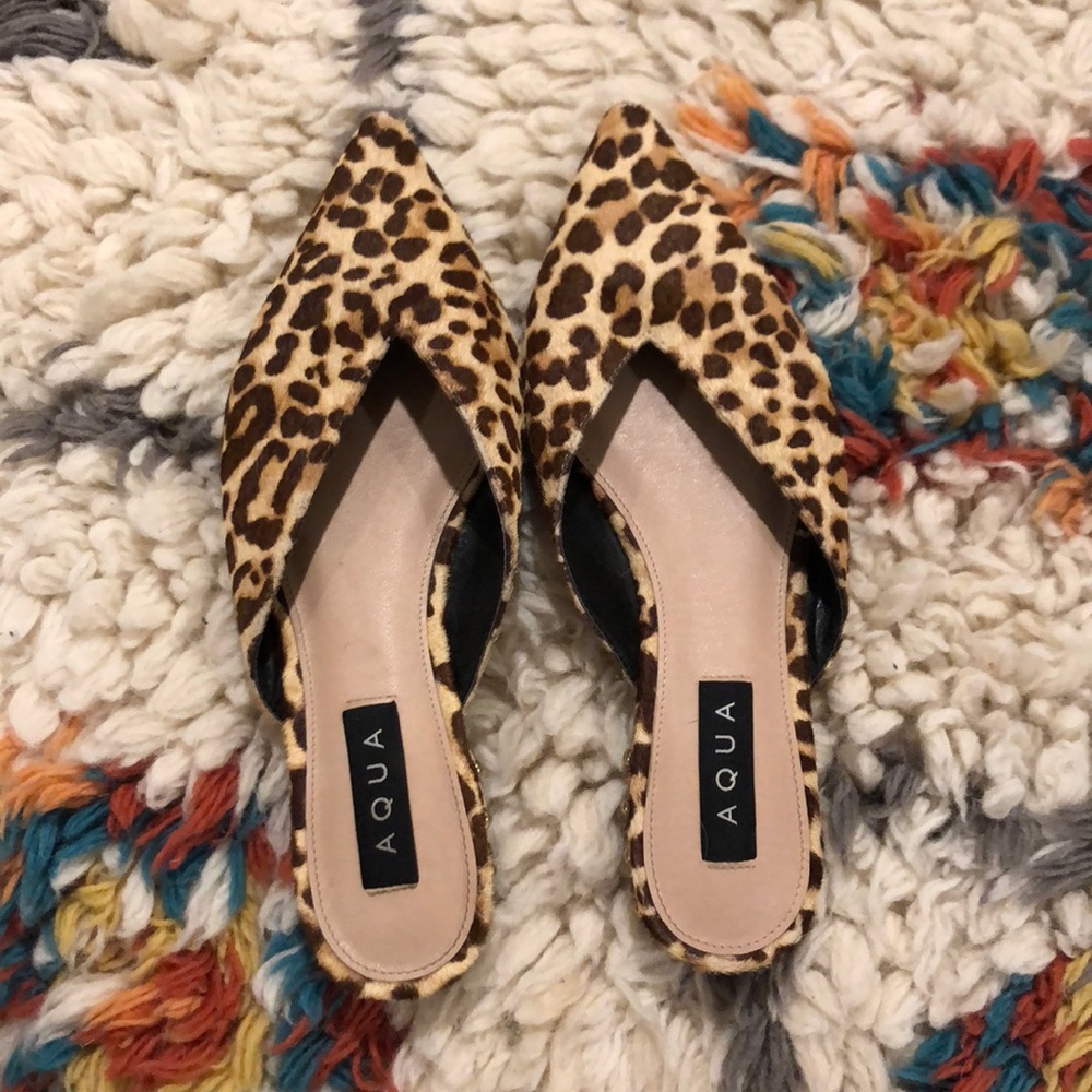 Aqua Leopard Studded Flats